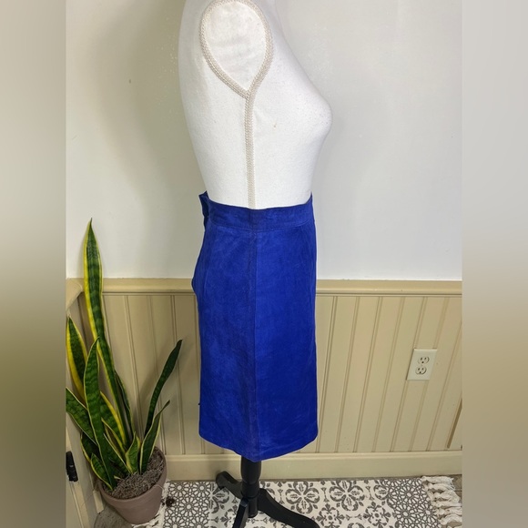 Vintage PS Sport Blue Suede Chic Pencil Skirt Leather Size 6 Y2K Western Rodeo - Picture 7 of 13
